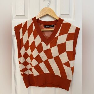 Glassworks Orange and Cream Geometric Sweater Vest